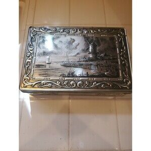 The Holland Mill of Jacob Van Ruisdael Biscuit Tin Box Victoria Holland 9x6 Vntg